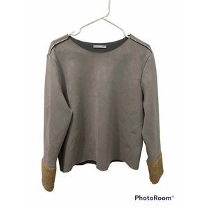 Zara | Suede Faux Fur Cuff Top | Sz L